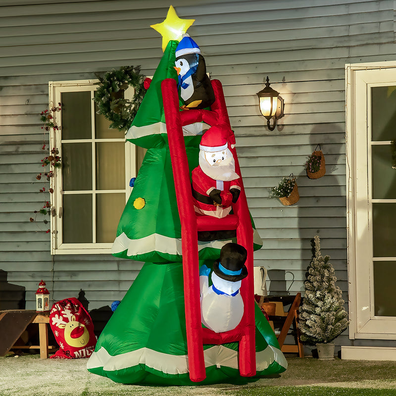 Albero di Natale Gonfiabile 162x125x247 cm con Babbo Natale e Luci LED-2