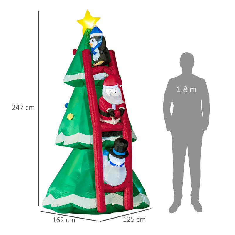 Albero di Natale Gonfiabile 162x125x247 cm con Babbo Natale e Luci LED-3