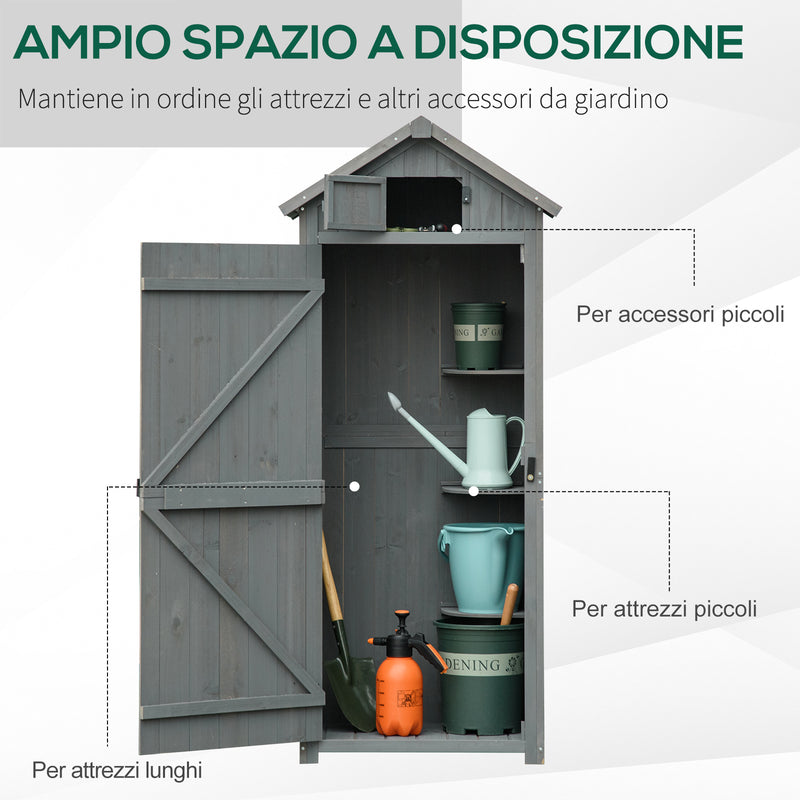 Casetta Box da Giardino Porta Utensili 77x54,2x179 cm in Legno Impermeabile Grigio-4