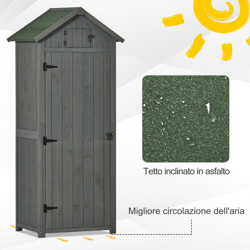 Casetta Box da Giardino Porta Utensili 77x54,2x179 cm in Legno Impermeabile Grigio-5
