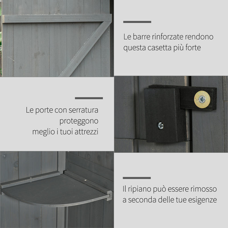 Casetta Box da Giardino Porta Utensili 77x54,2x179 cm in Legno Impermeabile Grigio-6