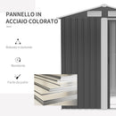Casetta Box da Giardino Porta Utensili 152x132x188 cm in Acciaio Grigio-6