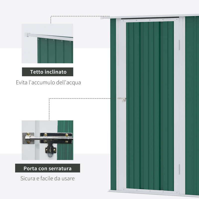 Casetta Box da Giardino Porta Utensili 142x84x189 cm in Acciaio Impermeabile Verde Scuro-5