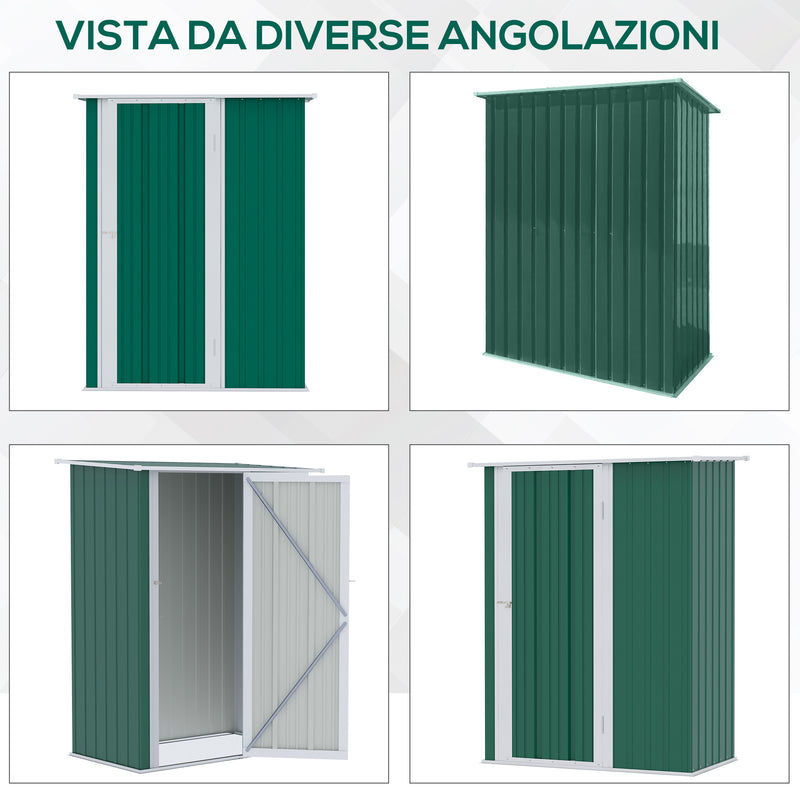 Casetta Box da Giardino Porta Utensili 142x84x189 cm in Acciaio Impermeabile Verde Scuro-7