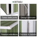 Casetta Box da Giardino in Lamiera per Deposito Attrezzi 143x89x186 cm  Verde Chiaro-6