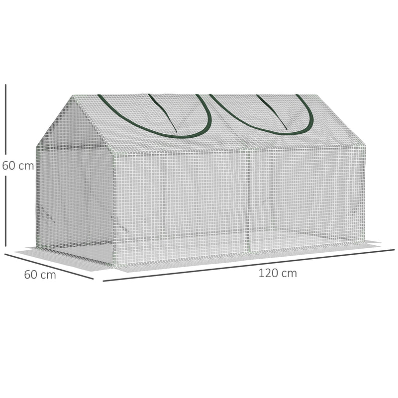 Mini Serra da Giardino con 2 Finestre 119x60x60 cm Copertura PVC Anti-UV Bianco-3