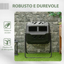 Compostiera Domestica 71x64x92 cm in Acciaio e Plastica Nera-7