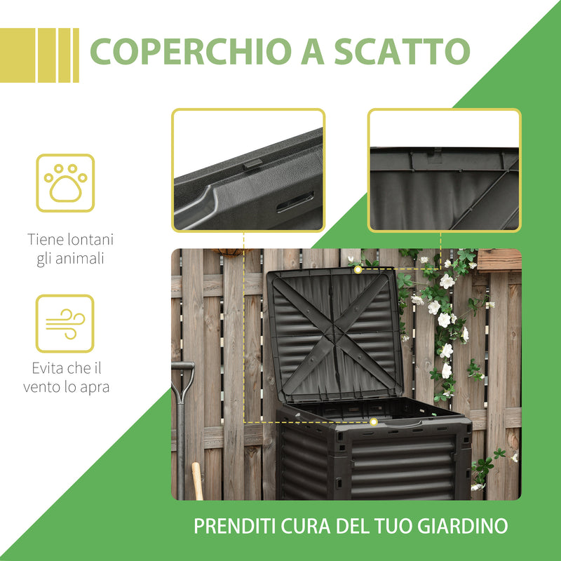 Compostiera da Giardino 300L 60x60xH90cm Rama Eco-Master Verde
