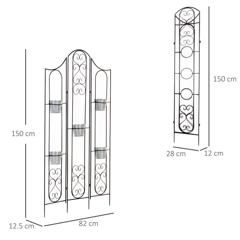 Portapiante Verticale Pieghevole 82x12.5x150 cm in Metallo Nero-3