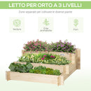 Orto Rialzato 3 Livelli 93x93x35 cm per Verdure Fiori e Piante in Legno-4