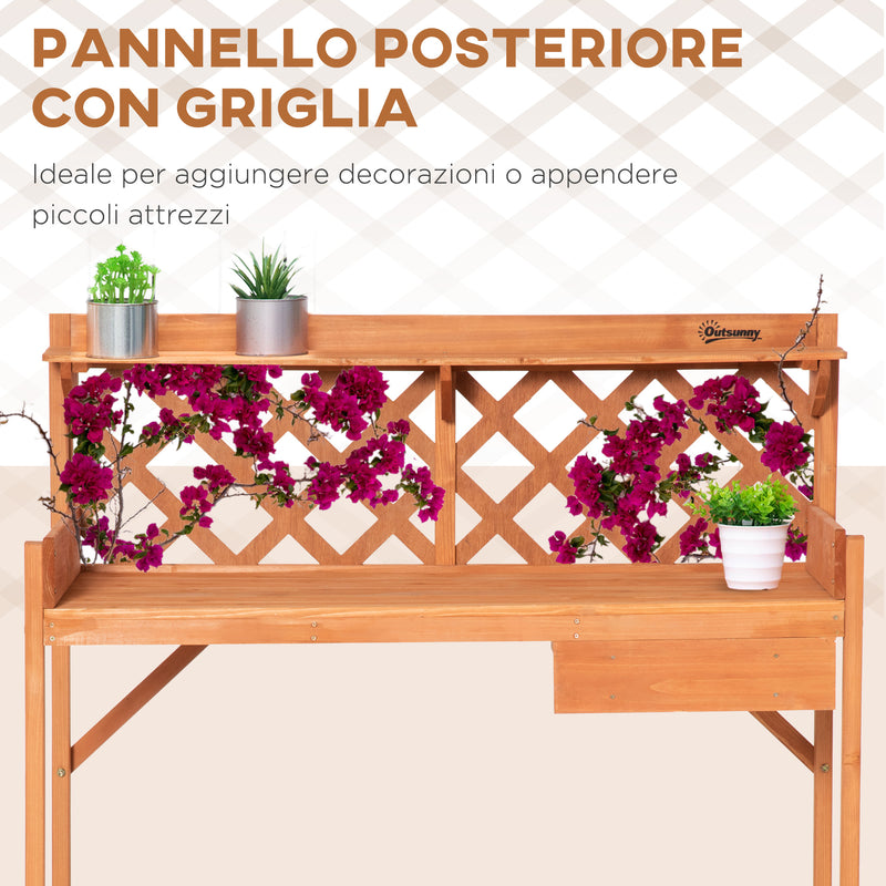 Tavolo per Giardinaggio 111.8x50.3x112.3 cm in Legno di Abete con Griglia Arancione-4