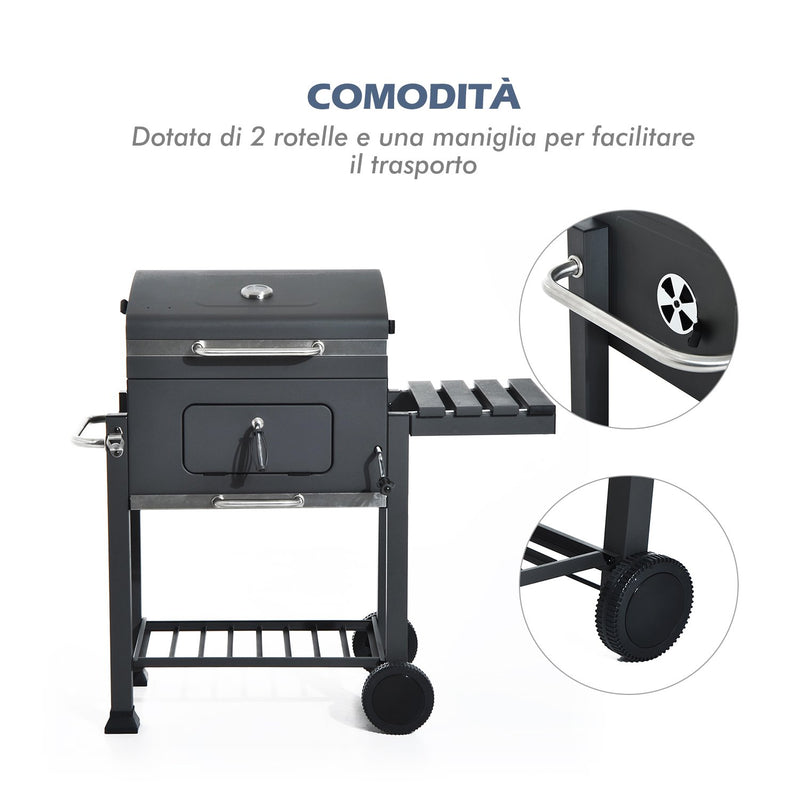 Barbecue a Carbone Carbonella con Coperchio 115x56x108 cm -5