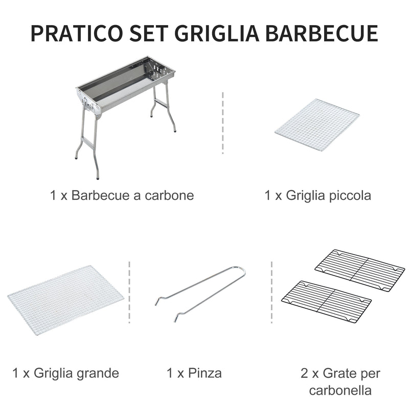 Barbecue a Carbone Carbonella Portatile e Pieghevole in Acciaio Inox -5
