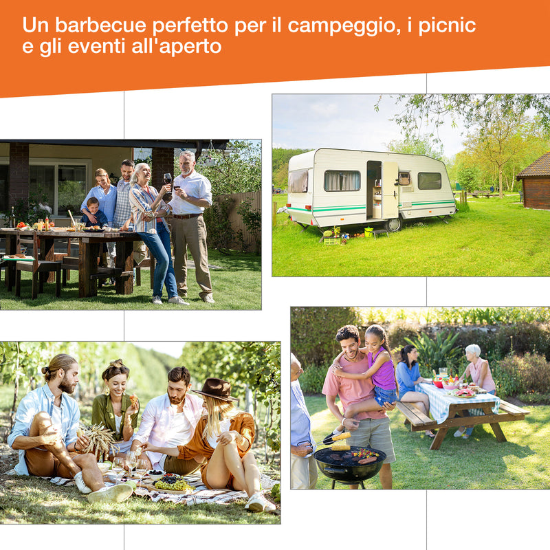 Barbecue a Carbone Carbonella in Acciaio 90x45x96 cm  Rush Nero-5