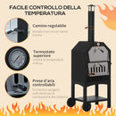 Forno per Pizza a Carbone Carbonella in Acciaio 50x36x160 cm  Napoli Nero-6
