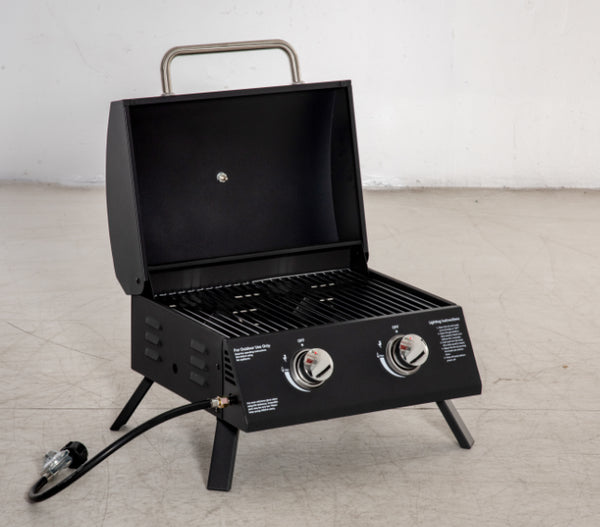 Barbecue a Gas GPL 2 Fuochi Portatile 55x46,5x41 cm in Acciaio Nero prezzo