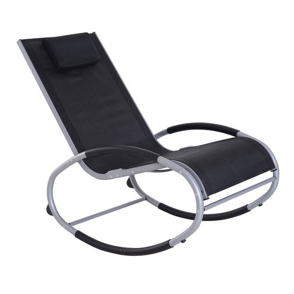 Sedia a Dondolo da Giardino Impermeabile in Alluminio Nero 120x61x88 cm online