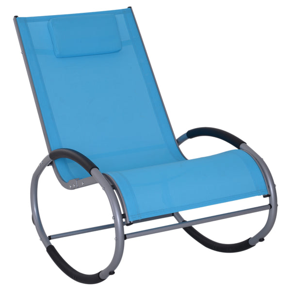Sedia a Dondolo da Giardino Impermeabile in Alluminio Blu 120x61x88 cm prezzo