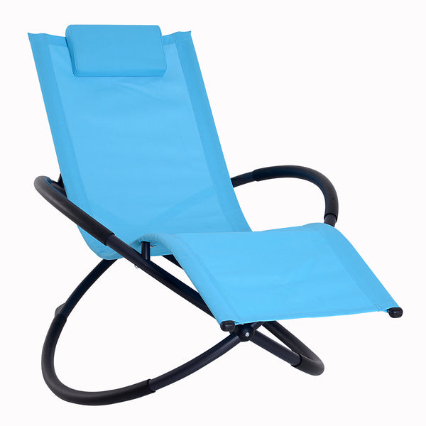 Sedia a Dondolo Moderna da Giardino in Textilene Blu 154x80x84 cm prezzo