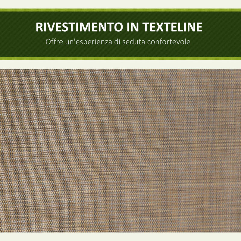 Dondolo 3 Posti da Giardino 196x128x172 cm in Metallo e Textilene Marrone-5