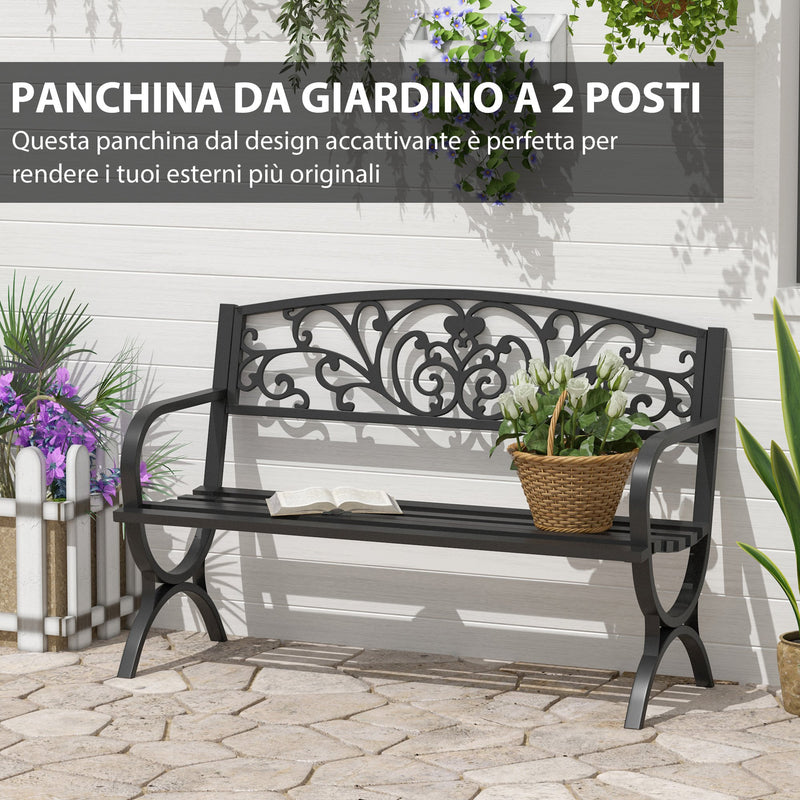 Panchina da Giardino 2 Posti in Ghisa Lavorata Nero 127x60x85 cm – acquista  su Giordano Shop
