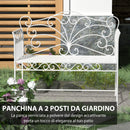 Panchina 2 Posti da Giardino in Ferro Romantico Bianco 109.5x51x95.5 cm -4