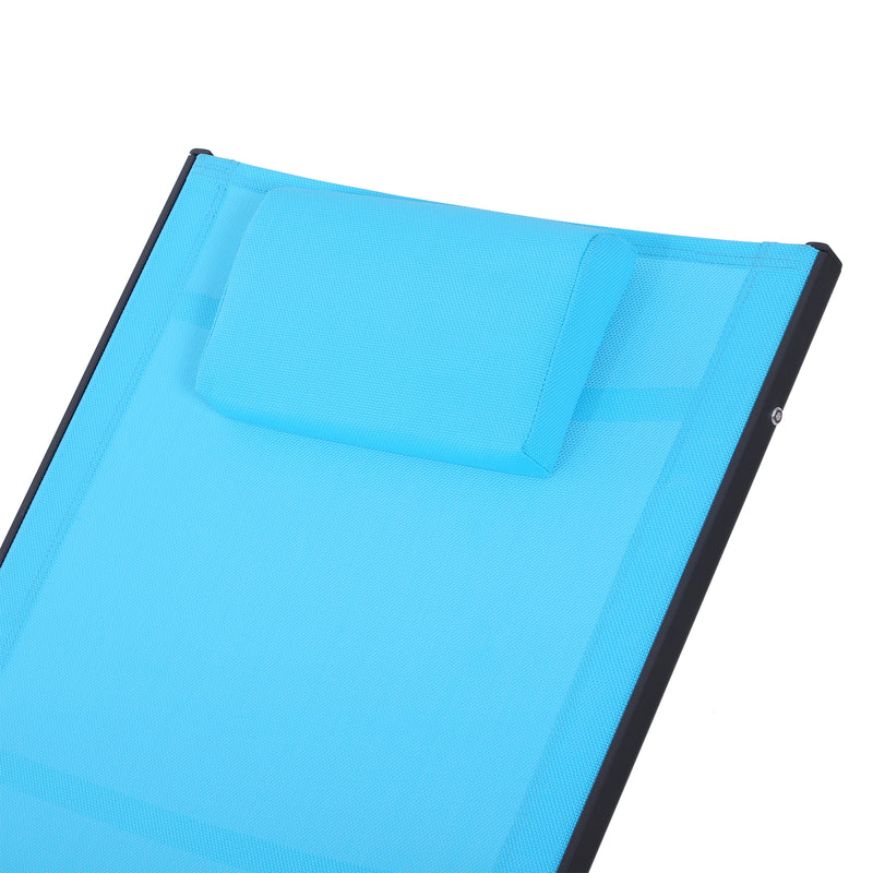 Sedia Sdraio da Giardino per Esterni Design Ergonomico Poggiatesta Rimovibile Azzurro 150x63x89 cm -4