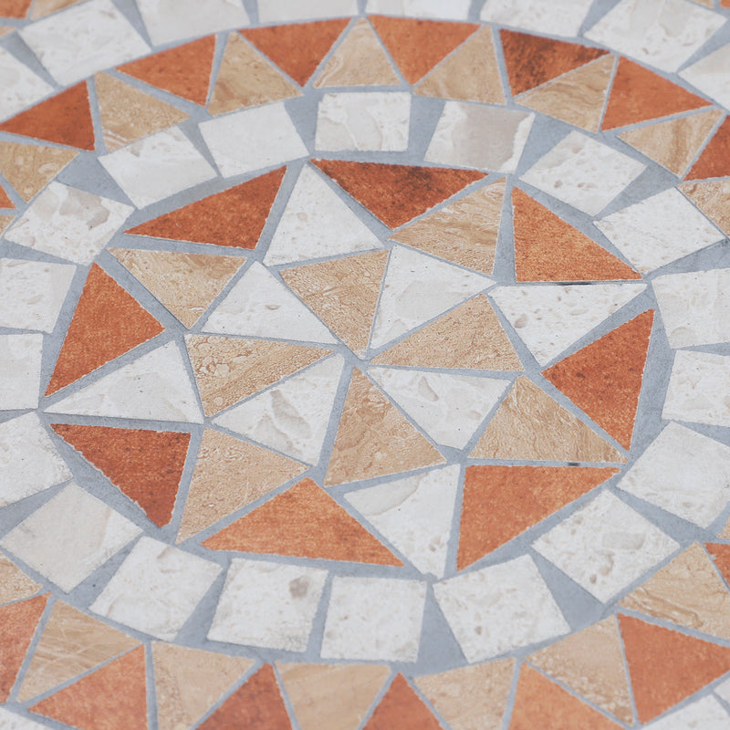 Tavolino da Giardino in Ceramica a Mosaico Arancione e Bianco Ø60x71 cm -7