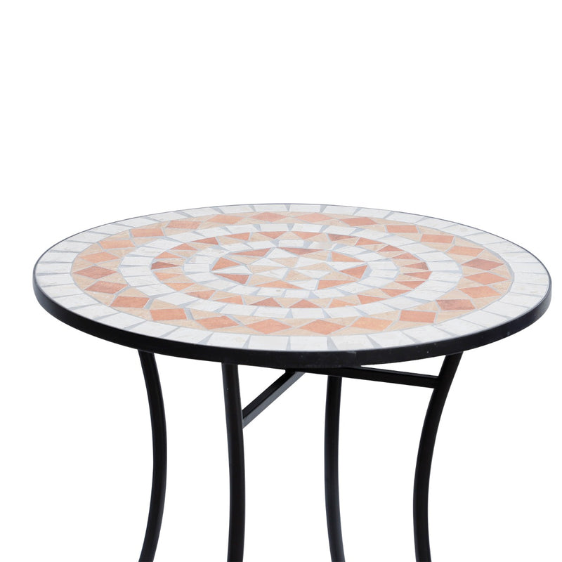 Tavolino da Giardino in Ceramica a Mosaico Arancione e Bianco Ø60x71 cm -8