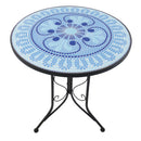 Set Tavolino e 2 Sedie da Giardino in Metallo Mosaico Blu Nero -5