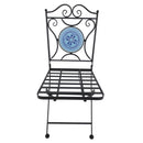 Set Tavolino e 2 Sedie da Giardino in Metallo Mosaico Blu Nero -6