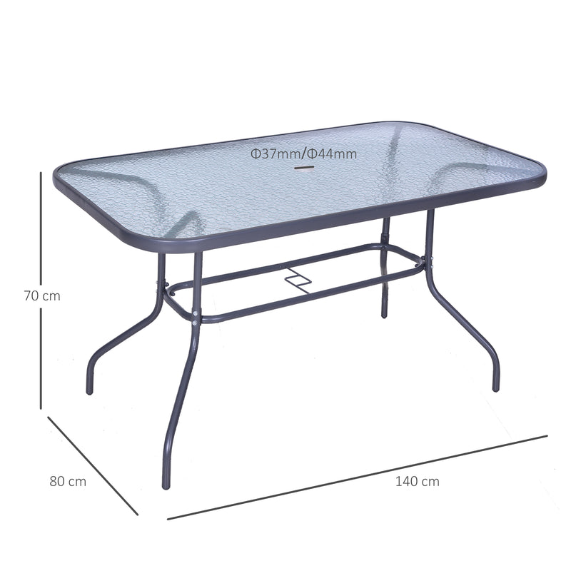 Tavolo da Giardino in Metallo e Vetro 140x80x70 cm  Champs-3