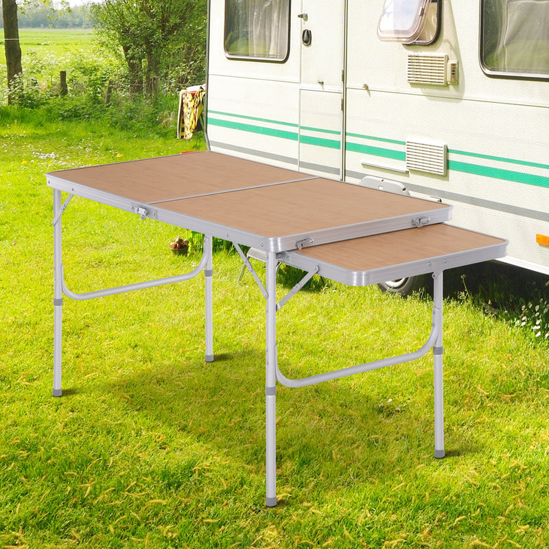 Tavolo da Campeggio Picnic Pieghevole Regolabile in Alluminio 120x60x40/70  cm