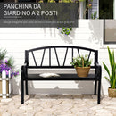 Panchina 2 Posti da giardino 128x56x86 cm in Metallo Nero-4