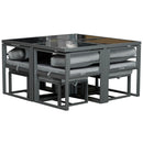 Set Tavolo con 4 Sedie e 4 Sgabelli da Giardino in Alluminio Grigio-4