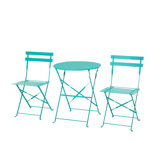 online Set Tavolino e 2 Sedie Pieghevoli da Giardino in Metallo Verde