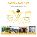 Set Tavolino e 2 Sedie Pieghevoli da Giardino in Metallo Giallo-7