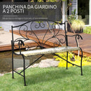 Panchina 2 Posti da giardino 100x50x88 cm in Ferro Nero e Bronzo-5
