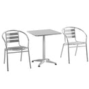 Set Tavolino e 2 Sedie da Giardino in Alluminio e Acciaio Inox-1
