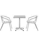 Set Tavolino e 2 Sedie da Giardino in Alluminio e Acciaio Inox-4
