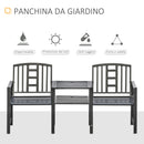 Panchina 2 Posti da Giardino 165x52x83 cm con Tavolino Nera-4