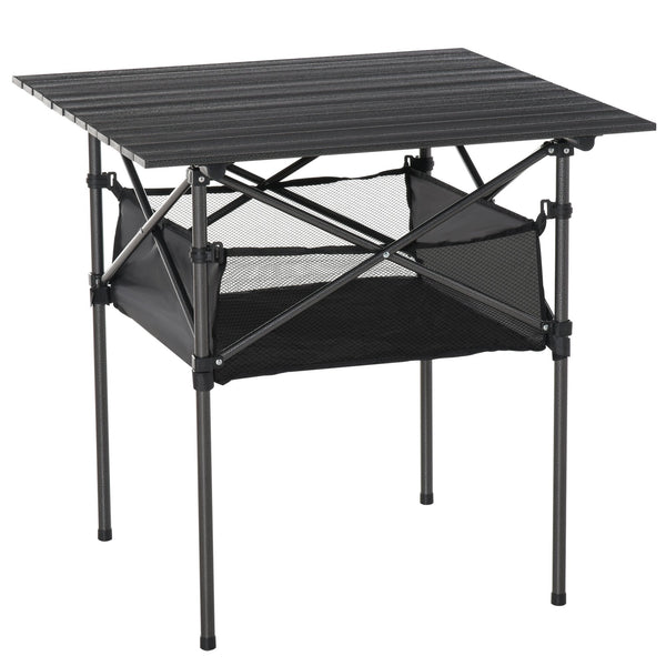 Tavolo Pieghevole da Campeggio 70x70x69 cm in Alluminio Nero prezzo