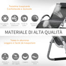 Lettino Prendisole 160x60x65 cm in Alluminio e Textilene Nero-6