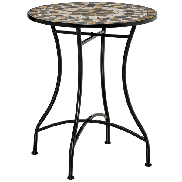 online Tavolino da Giardino Ø60x71 cm in Metallo e Mosaico Nero