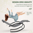 Sedia a Dondolo Zero Gravity da Giardino 63x160x88 cm in Metallo e Texteline Grigio-5