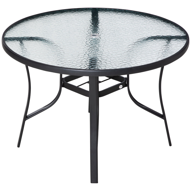 Tavolo da Giardino Ø106,5x71 cm in Acciaio e Vetro Nero-1