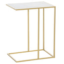 Tavolino da Soggiorno 48x30,5x61 cm in Metallo Piano Effetto Marmo Bianco e Oro-1
