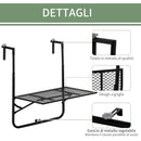 Tavolino da Ringhiera Pieghevole 60x60x57-72 cm in Metallo Nero-6