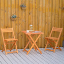 Set Tavolino e 2 Sedie da Giardino Pieghevoli in Legno Naturale-2