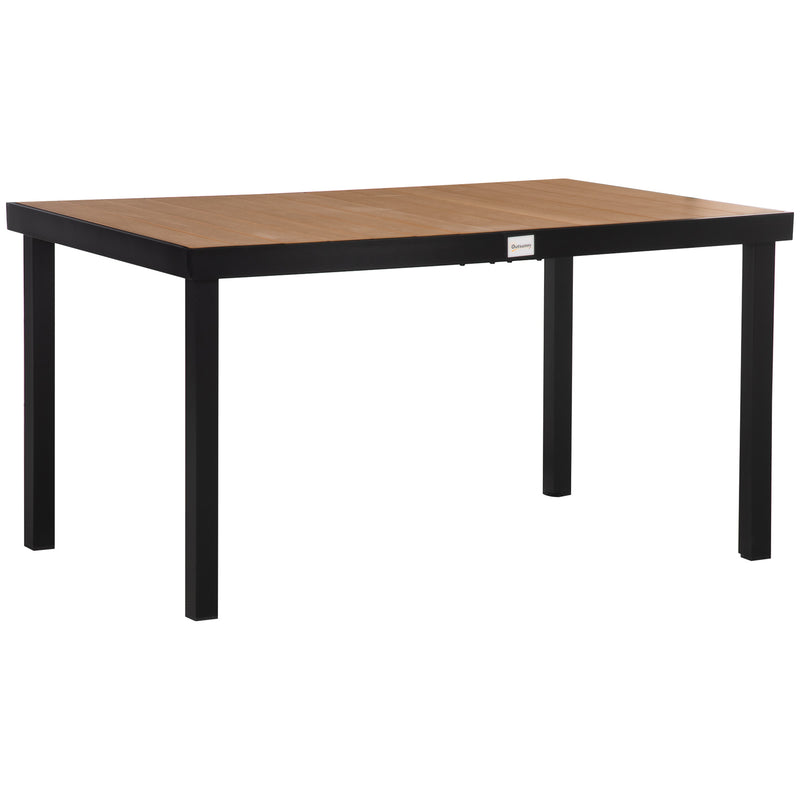 Tavolo da Giardino 140x90x74 cm in Alluminio e Plastica Nero e Color Legno-1